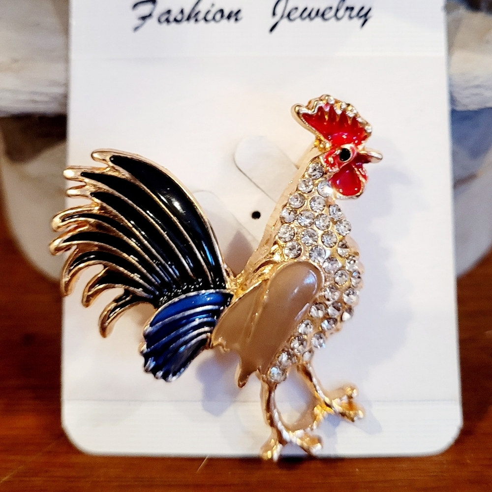 🌺Rooster Brooch With Rhinestones Rooster Jewelry Accessories